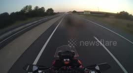 Danger Braking Left Line on Highway