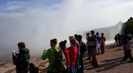 Geyser in geothermal area in Iceland