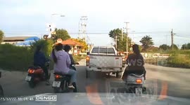 Automatic train barrier malfunctions injuring two motorists