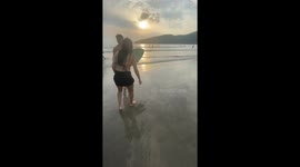 Fell Off the Skim Board and Friends Can't Help but Laugh