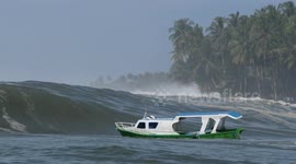 Boat Gets Sucked in by Massive Wave