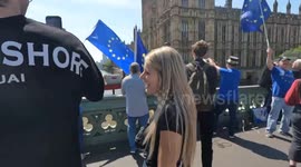 rejoin the EU protesters go to westminster bridge and play music while MP's are having lunch