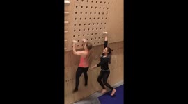 Duo showcases synchronized pegboard climb in Gothenburg, Sweden