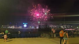 Fireworks after a  friday night baseball game in Kannapolis NC  This is the finally