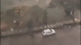 Powerful Storm Hits Noida’s Sector 151 — Safal Store Damaged, Trees Uprooted