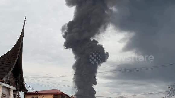 Rubber Factory Burns Down in Indonesia