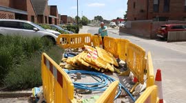 Yorkshire Water dump rubbish and barriers in man's front lawn for six months