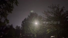 US: Multiple lightning flashes during tornado warned storm in Norton Shores