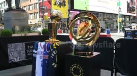 US: FIFA Club World Cup Tournament And Larry O'Brien NBA Championship Trophies Showcase in Times Square