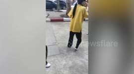 Terrified students flee from school fire in Bangkok