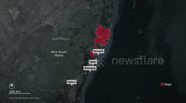 Australia: MOTION GRAPHIC - Tens of thousands stranded as massive flooding inundates Australia's New South Wales