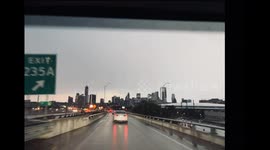 Lightning across the skyline with Austin TX in background