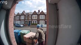 Brazen thief caught on camera stealing package containing cat litter off London homeowner's doorstep