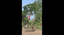 Man rides low-flying drone before smooth descent in San Lorenzo, Guatemala