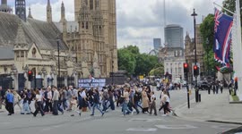 A photographer who takes a picture doesn't lie. Protesters at the front of Parliament in London, UK