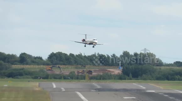 Planes rock from side to side landing at Birmingham International BHX Airport during blustery weather