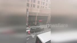 US: Smoke And Panic As Fire Erupts In Basement Of Midtown Hilton Hotel In Manhattan