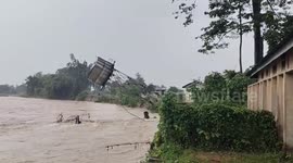 Video Shows Dramatic Moment Water Tank Tower Collapses as River Swells in Arunachal Pradesh's Kharsang