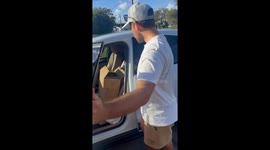 I asked my husband to help me get a box out of the car, but a surprise puppy was inside. He got happy/mad and went through every emotion, instantly falling in love. My child and original dog are excited running around. This video has gone viral full of co