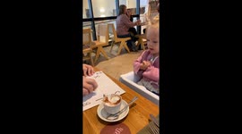 Clever 1 year old knows her alphabet. Hack to keep toddler entertained at restaurant.