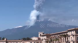 Mount Etna eruption observed in Sicily, Italy