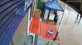 Ten-month-old baby avoids injury despite rolling down steps in walker