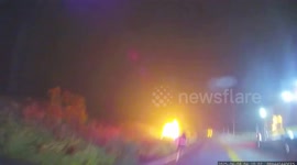 US: Hero Officer Rescues Woman From Burning Car After Fiery Crash In Chester