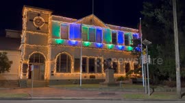 Strathfield Town Hall lit up to mark 140 years, Sydney, Australia
