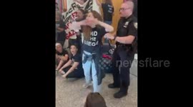 US: Police are arresting protestors with the Palestinian Youth Movement and Jewish Voice for Peace from outside the Maersk office in New York City