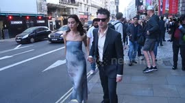 Alexa Chung and Tom Sturridge  leave  the Royal Academy Summer Exhibition celebrity launch party