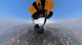 Army Parachutist Soars During 250th Birthday Twilight Tattoo