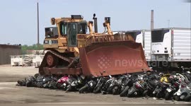 US: Illegal Mopeds Crushed As NYPD Hits 100000 Vehicle Milestone In Crackdown