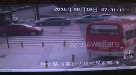 Out-of-control bus hits nine cars