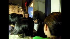 Jesse Eisenberg greets fans at in London