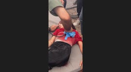 The arrival of a child martyr. They tried to revive her heart, but she was killed by Israel in Gaza.