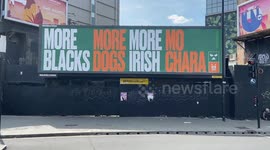 A billboard in support of Kneecap member Mo Chara appears in Lambeth