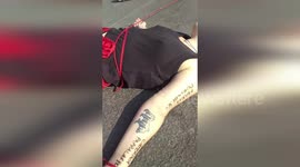 Activists protest against 'patriarchy' with odd display in Rome