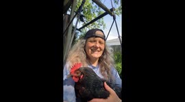 Unwinding with My Pet Hen Chickaletta: Relaxing Garden Swing
