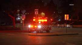 US, Los Angeles: West Los Angeles LAPD Officer Down On 405 Freeway Hospital Arrival Part 2