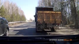 Crane Truck Takes Out Overhead Structure0