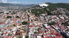 city of Oaxaca de Juárez, built with New Spanish Baroque architecture. Aerial view of the former convent during the summer of June 2025.