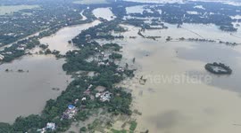 India: An aerial view of a flooded village in Ghatal 6