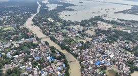 India: An aerial view of a flooded village in Ghatal 2
