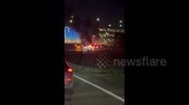 US: Huge vehicle fire on the roundabout outside Bradley International Airport
