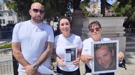 VOICE FOR THE FAMILY CALLS FOR JUSTICE FOR THE SON KILLED BY A PRISONER DURING A PROBATION DEMONSTRATION IN LONDON, UK