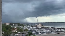 US: Twin Waterspouts Stun Onlookers Over Manatee River