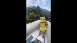 Little girl enjoys boat ride in Kotor, Montenegro
