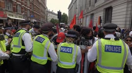 Football Lads' demo sees clashes between counter-protesters and police in London