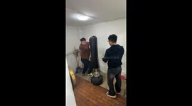 Man slips during sparring practice in Jilin, China