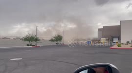 Dust Storm Batters Las Vegas As Winds Knock Over Trash Bins